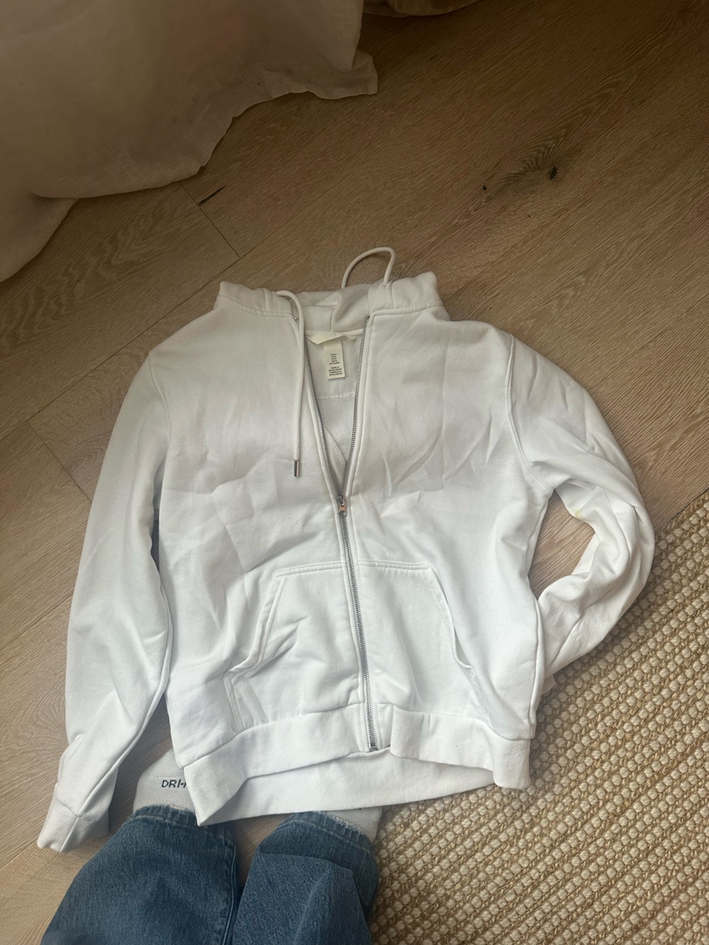 H&M White Full-Zip Hoodie Jacket - Women